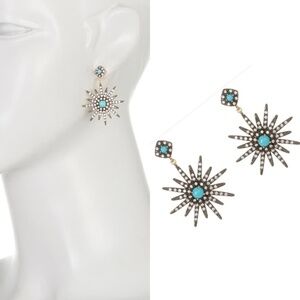 Adornia 14k Gold Plated Swarovski Crystal Turquoise Starburst Earrings